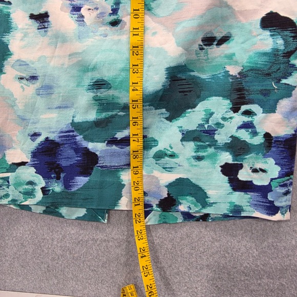 White House Black Market Floral Pencil Skirt Teal Blue Watercolor Size 12 - Picture 4 of 9